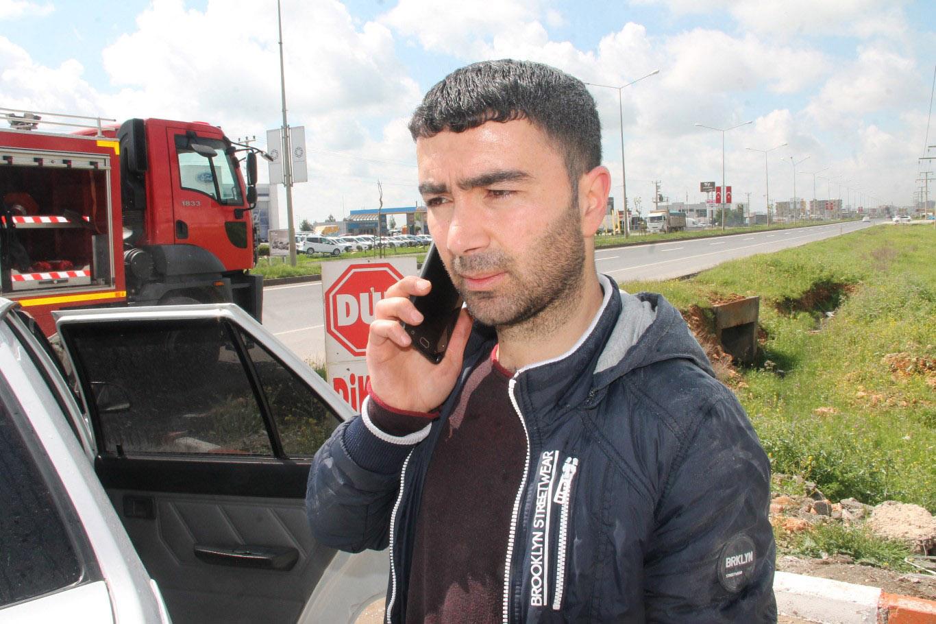 Otomobil akaryakıt istasyonunda alev aldı